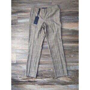NWT Women's Italian Size 42 US Size 6 les copains Brown Plaid Trouser Pants New